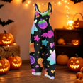 thumbnail image 2 of Halloween Jumpsuits for Women Summer Plus Size Boho Beach Womens Romper Sleeveless Pumpkin Ghost Jumpsuits Rompers Loose Fit Spaghetti Strap Overalls for Women Multicolor 2XL, 2 of 8