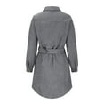 thumbnail image 6 of IROINNID Dress Shirt for Women Solid Classic Lace Up Long Sleeve Flap Neck Pocket Dress Long Sleeve Flap Neck Dress Savings,Gray, 6 of 6