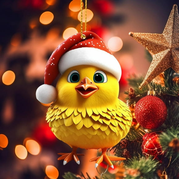 Xihbxyly Lindo Colgante de Gallo, Encantador Adorno para Espejo de Coche, Adorno Festivo para Árbol de Navidad, Regalo Versátil para Familiares y Amigos, Perfecto para Fiestas, Tamaño de 8 Cm.