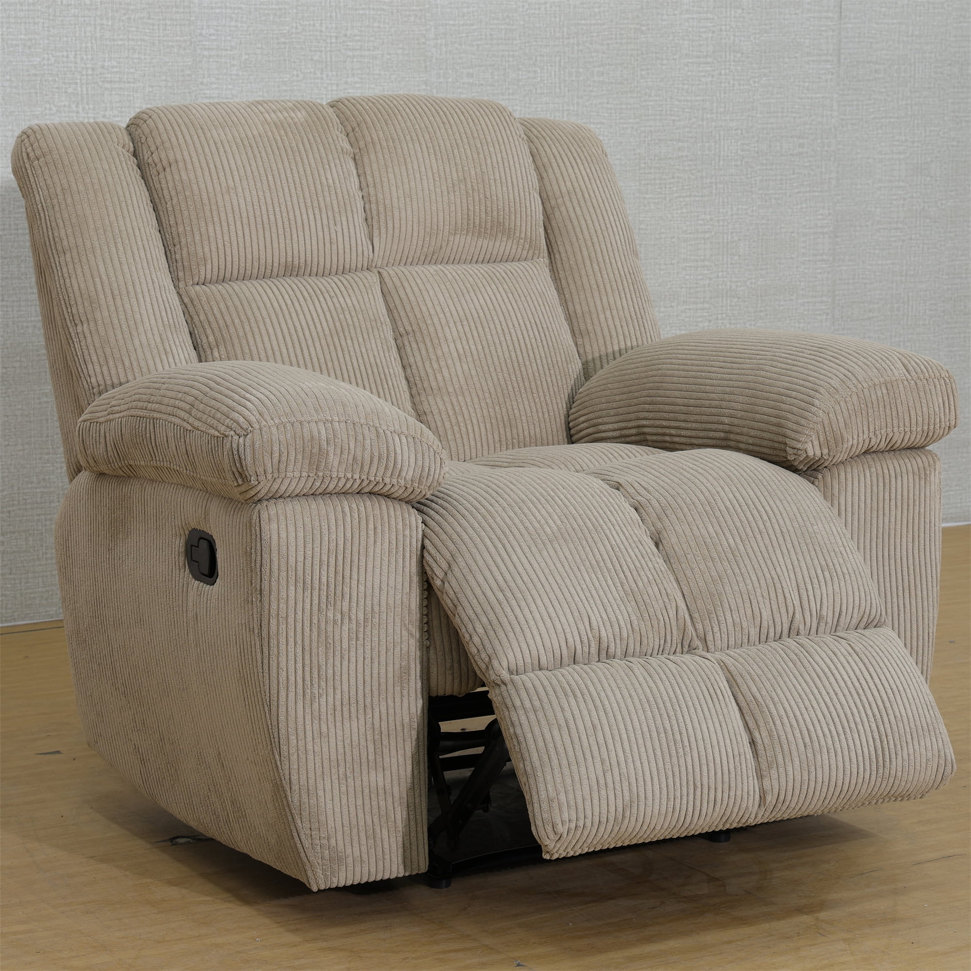 Aukfa 3-Piece Recliner Sofa Set - 43" Oversized Recliner Overstuffed Armchair for Living Room, Corduroy, Beige