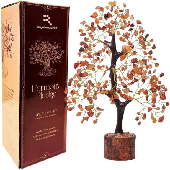 Carnelian Crystal - Gem Stone, Crystal Money Tree, Spiritual Home Decor, Wealth Stones and Crystals, Handmade for Positive Energy, Home Decor Gifts Money Tree Feng Shui