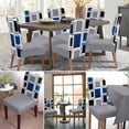thumbnail image 3 of Blue Grey Dining Chair Cover Set of 6,Geometric Black White Abstract Middle Century Stretch Chair Protectors Slipcover,Spandex Kitchen Chair Seat Back Cushion Slip Cover for Dining Room,Party,Hotel, 3 of 6