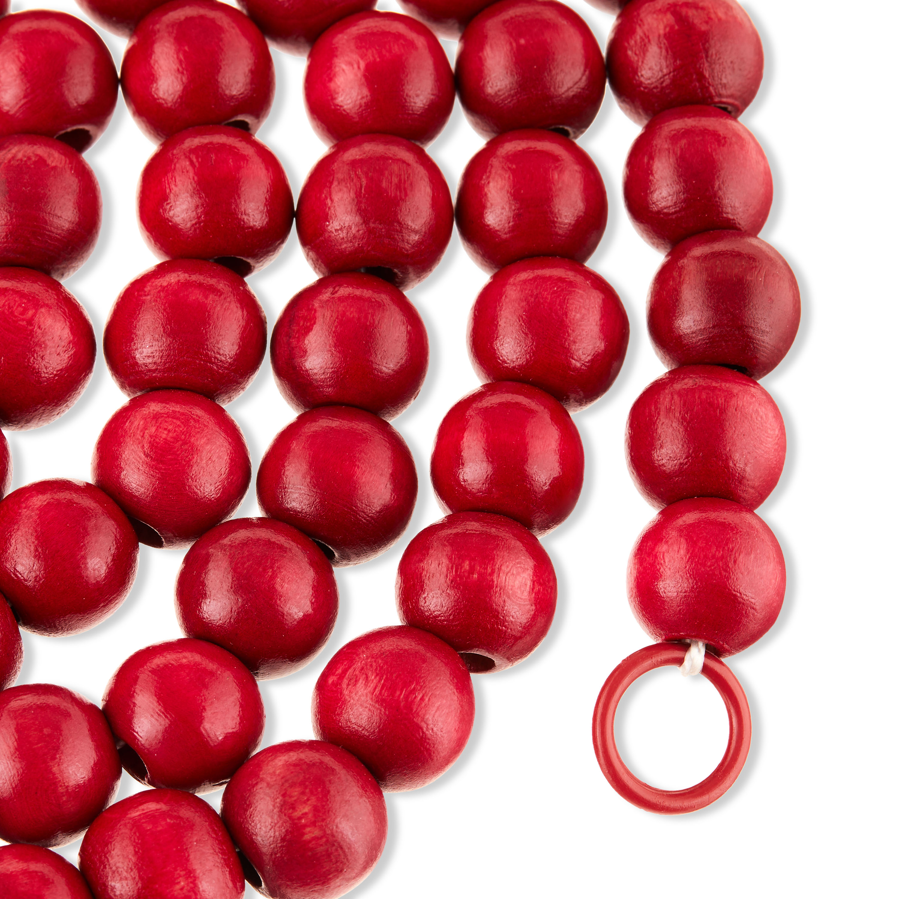 Set of 2,Holiday Time 14mm Red Natural Decorative Wood Bead Garland,12 feet