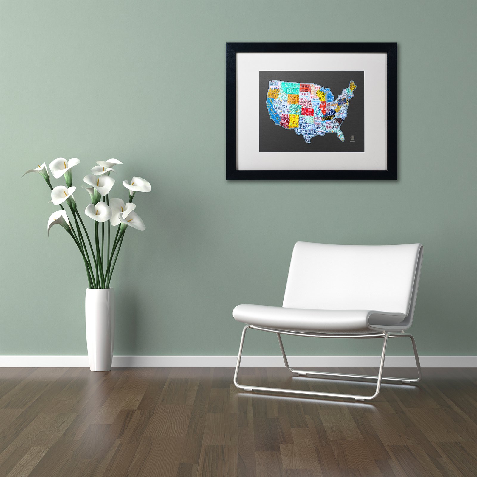 Trademark Fine Art 'Massive USA License Plate Map' Canvas Art by Design Turnpike, White Matte, Black Frame