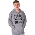 thumbnail image 4 of I'll Be In the Garage Wrench Joke Men's Big & Tall Graphic Zip Up Hoodie Brisco Brands 3X, 4 of 5