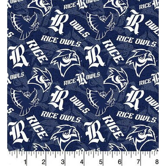 Rice University Owls 100% Cotton Quilting Fabric 44”By The Yard