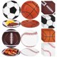 thumbnail image 1 of 1 juego de platos y servilletas de papel para fiestas, decoraciones para fiestas de cumpleaños deportivas, baloncesto, béisbol, fútbol, platos de postre, suministros para fiestas de fútbol americano, 1 of 8