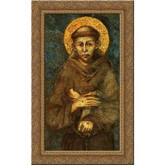 Saint Francis of Assisi (detail) 24x16 Gold Ornate Wood Framed Canvas Art by Cimabue
