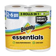 Bounty Essentials Paper Towels Select-A-Size, 2 Triple Rolls, White, 162 Sheets Per Roll