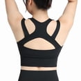 thumbnail image 3 of Ropa interior deportiva para mujer, con hebilla frontal, de malla de doble capa, para correr, con cremallera extendida, para fitness, color negro, 3 of 6
