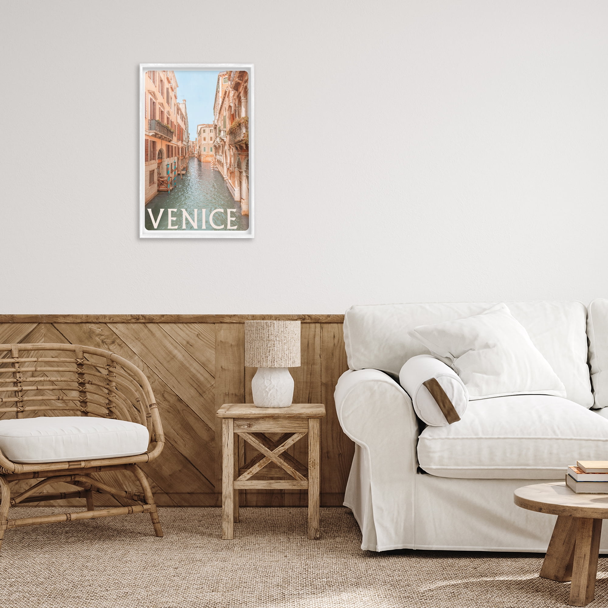 Stupell Industries Venice Canal Waterway White Framed Giclee Art, design by Erin Marie