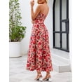 thumbnail image 3 of MEROKEETY Women's 2026 Summer Strapless Tube Floral Maxi Dress Boho Tie Flowy Beach Wedding Guest Long Sundress, Pink, XL, 3 of 5