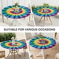 thumbnail image 7 of Colorful Tie Dye Mandala Pattern Round Fitted Tablecloth with Elastic Edge,Dining Table Cover Waterproof,Outdoor Round Tablecloth for Camping,Dining,Indoor and Outdoor, 7 of 7