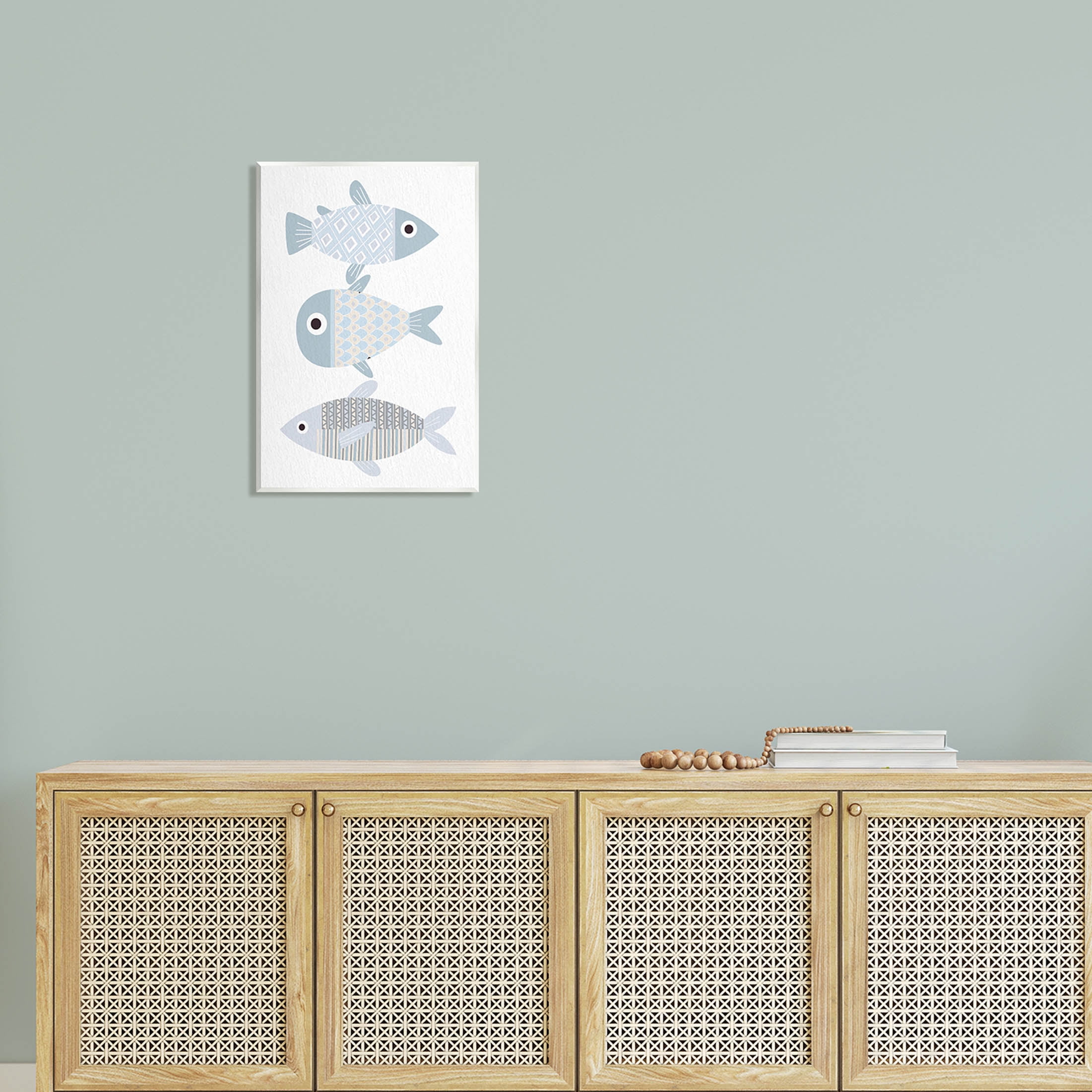 Stupell Industries Three Whimsical Patterned Fish Sea Life Graphic Art Unframed Art Print Wall Art, Design by Kim Allen