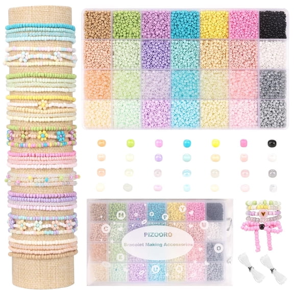 Youersen Clay Seed Beads Kit, 10000pcs Small Beads for Bracelet Making and Jewelry Crafts, 28 Colors