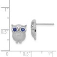 thumbnail image 4 of Sterling Silver Rh-Plated Blue Synthetic Sapphire Owl Post Earrings (11 X 9) Made In China qe11832, 4 of 5