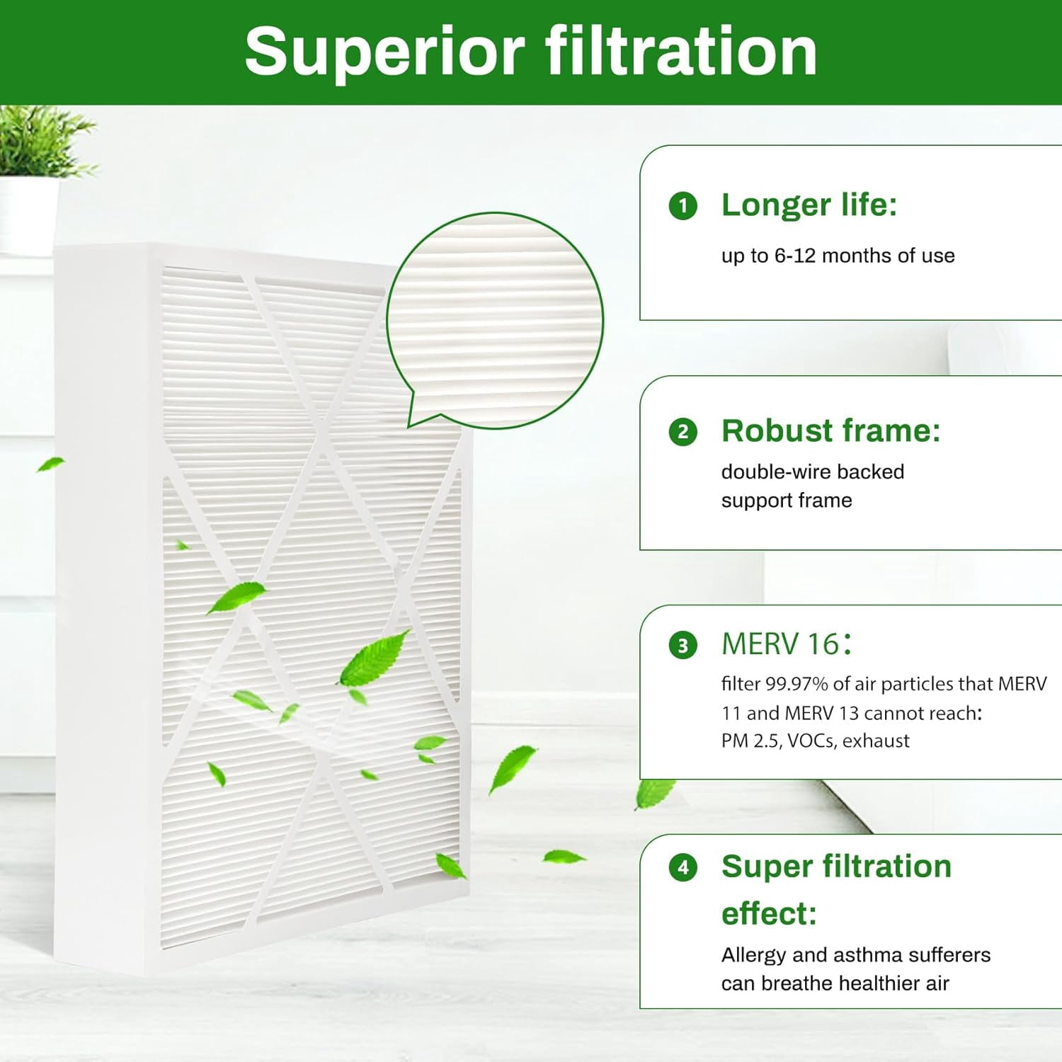 Upgrade X8788 MERV 16 Filter X8788 20x26x5 Furnace Filter Replace for PCO20-28 PureAir