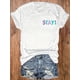 thumbnail image 1 of Letter Print Crew Neck T-Shirt, Casual Short Sleeve T-Shirt For Spring & Summer, Women's Clothing, 1 of 5