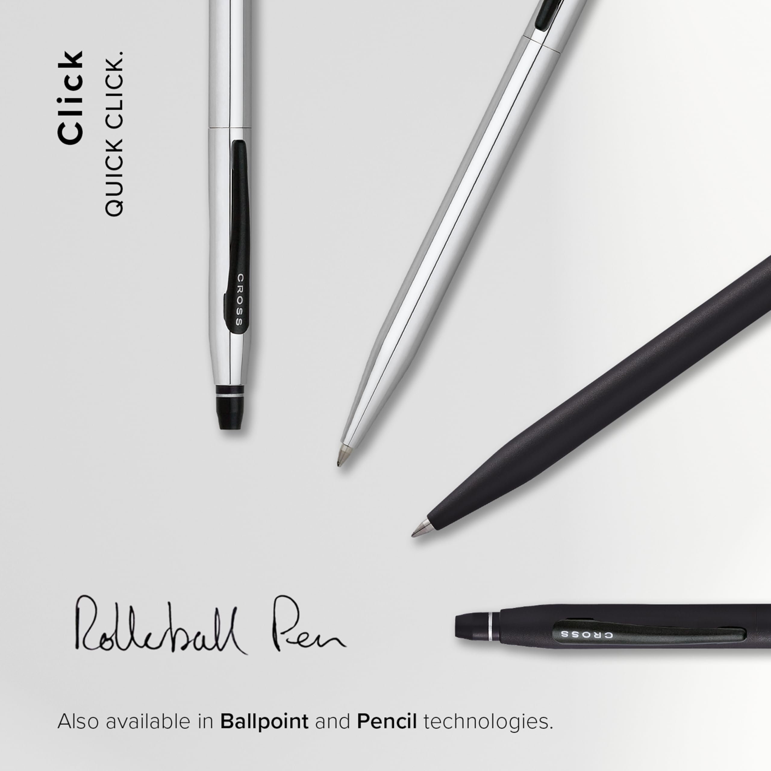 Cross Click™ Polished Chrome with black appointments Rollerball Pen