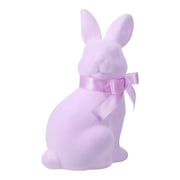 Spring Easter Flocked Sitting Bunny Lavender 9 in Tabletop Decor