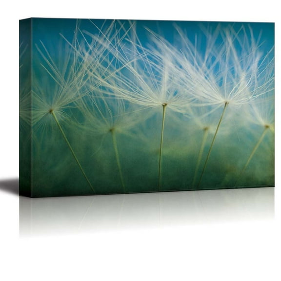wall26 - Dandelions on a Green and Blue Gradient Background - Canvas Art Home Art - 12x18 inches