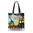 thumbnail image 1 of JSDART Sac Fourre-Tout en Toile Rétro Cannes Vintage Voyage France Sac Réutilisable Épaule Courses, 1 of 1