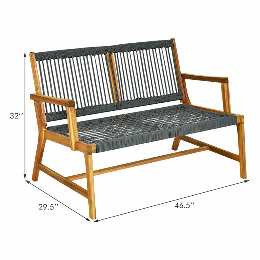 Aimee Lii 2-Person Acacia Wood Yard Bench for Balcony and Patio, Outdoor Patio Furniture, Gray