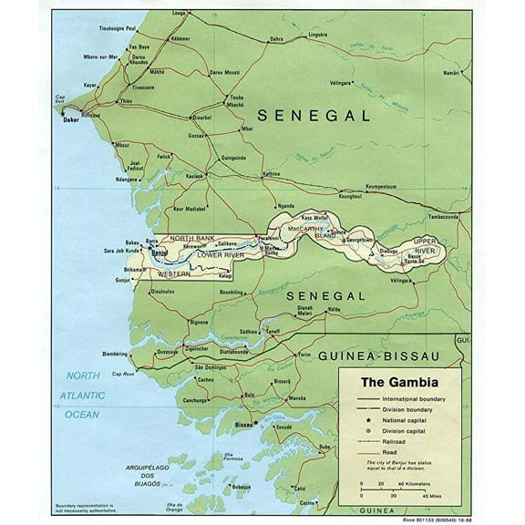 Iconic Arts Gambia Map Political 17" x 14" Poster
