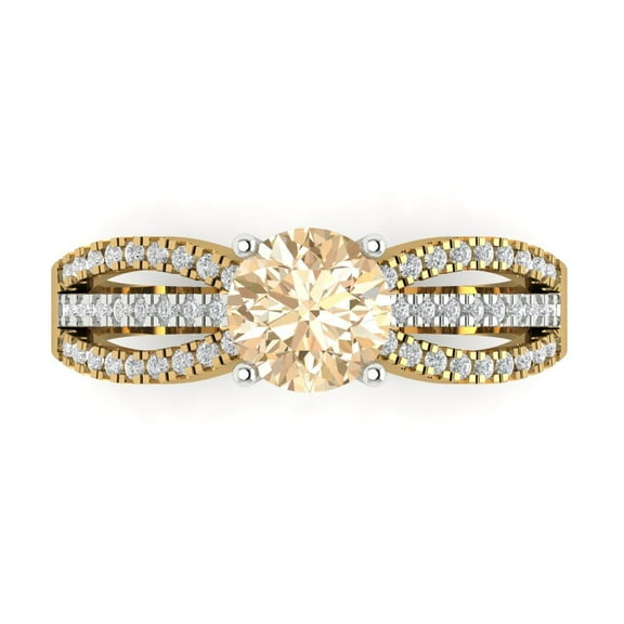 Solitaire with Accents Engagement Ring for Women - 1.27ct Natural Morganite in 18K Yellow/White Gold Promise Ring