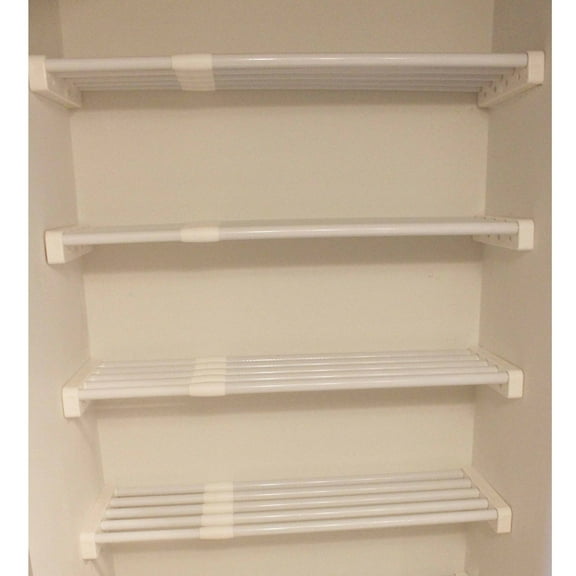 EZ Shelf Expandable Closet Organizer Kit 4-Shelf with Mounting Hardware White