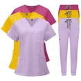 thumbnail image 2 of Ropa de enfermera de bolsillo multifuncional de doble capa, bata quirúrgica, ropa de trabajo de anestesista, traje de pantalón de manga corta, 2 of 6