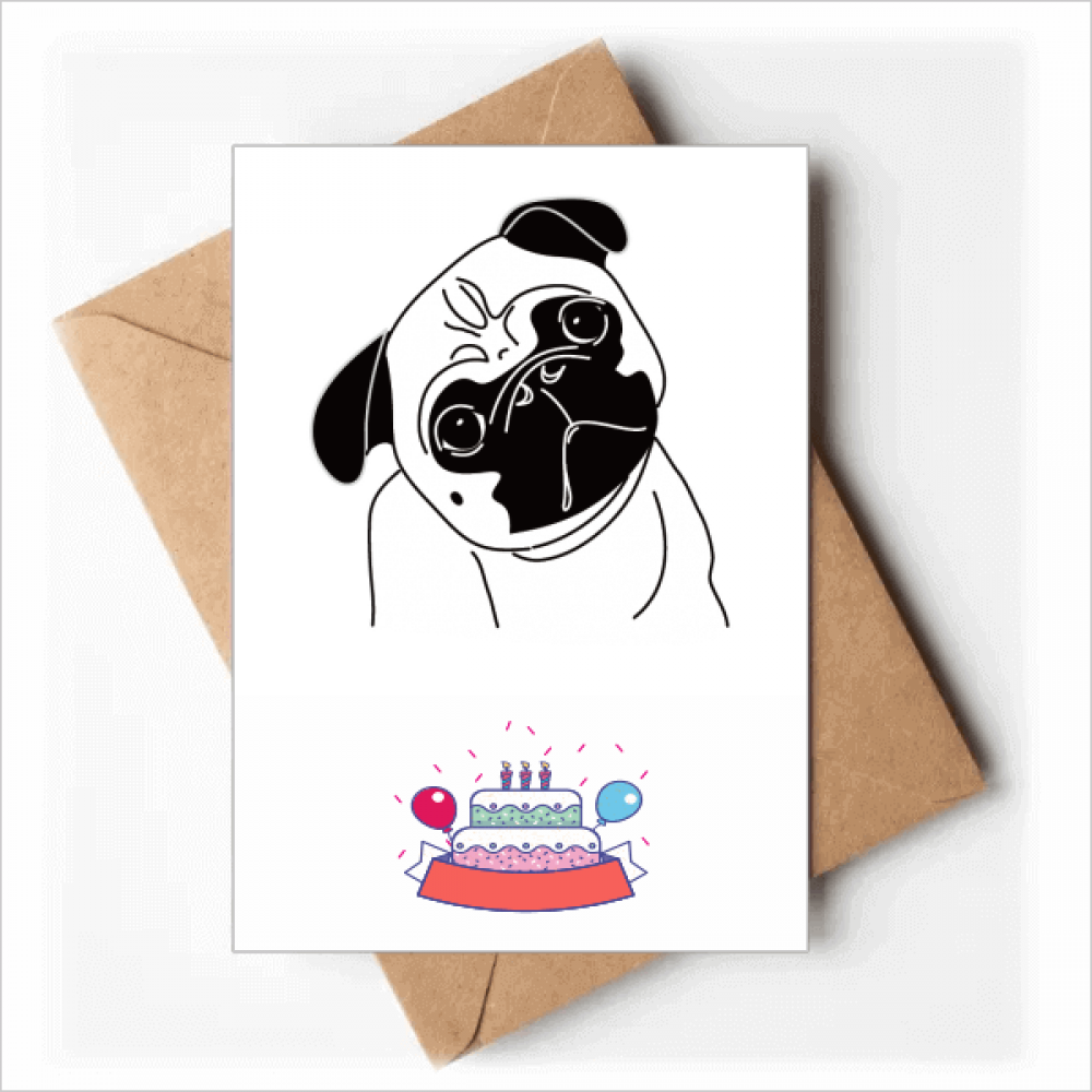 Black Cartoon Dog Illustration Pattern Happy Birthday Greeting Cards Envelopes Blank