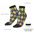 thumbnail image 6 of Rateoe Mardi Gras Pattern Quarter Crew Socks,Toe Seamed Ankle Socks,Cotton Cushioned Breathable Athletic Crew Sports Socks, 6 of 7