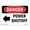 thumbnail image 1 of SignMission OS-DS-A-1218-L-2254 12 x 18 in. OSHA Danger Sign - Power Shutoff Left Arrow, 1 of 1
