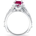 thumbnail image 6 of Round Split Shank Ring Ruby Cubic Zirconia White Tone 925 Sterling Silver, Size 5, 6 of 7