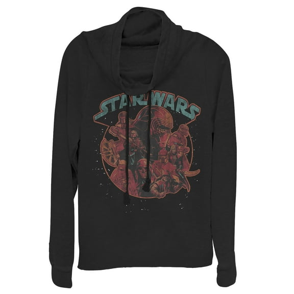 Junior's Star Wars: The Rise of Skywalker Dark Side Stars  Cowl Neck Sweatshirt Black X Large