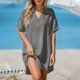 thumbnail image 5 of Vestido de Manga Larga para las Mujeres Caída Color Sólido Solapa Bolsillo de Manga Corta, Vestido Corto de Manga Larga para las Mujeres Longitud de Rodilla Casual, 5 of 8