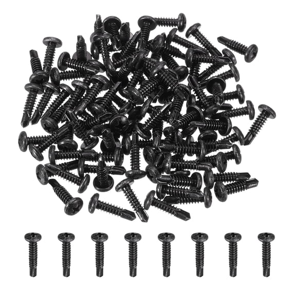 Uxcell 120Pcs M4.8 x 16mm Pan Head Self Tapping Screws for Metal, Black