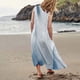 thumbnail image 3 of Vestido informal largo de verano con cuello redondo y rayas degradadas para mujer, 3 of 6