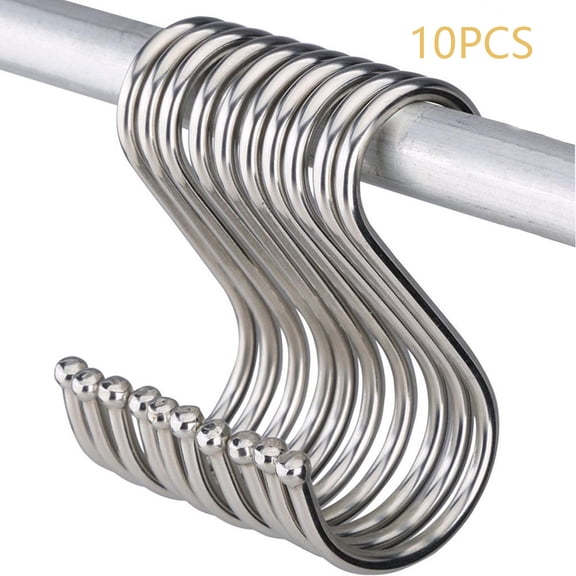 10 Pack 4 inch Heavy Duty S Hooks Silver Pan Pot Holder Rack Hooks Hanging Hangers S Shaped Hooks for Kitchenware Pots Utensils Clothes Bags Towels Plants