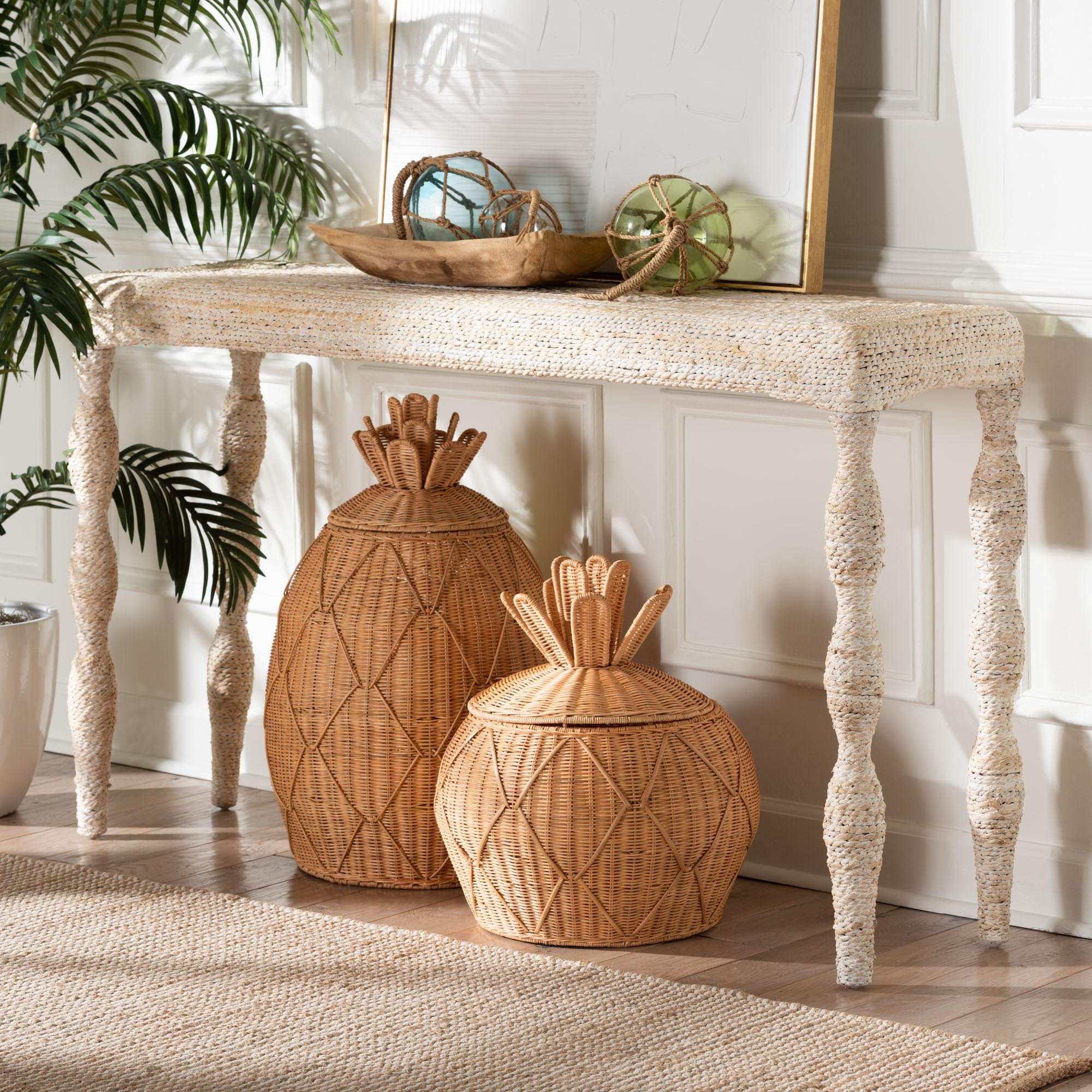 bali & pari Lejane Cottage Console Table, White Wash