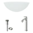thumbnail image 4 of VIGO Glass Round Vessel Bathroom Sink in Frosted White with Linus Faucet and Pop-Up Drain in Brushed Nickel, 4 of 10