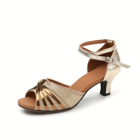 

Elegant Twisted-Strap Kitten Heels: Breathable All-Season Peep Toe Dance Sandals Perfect for Latin Salsa & Tango