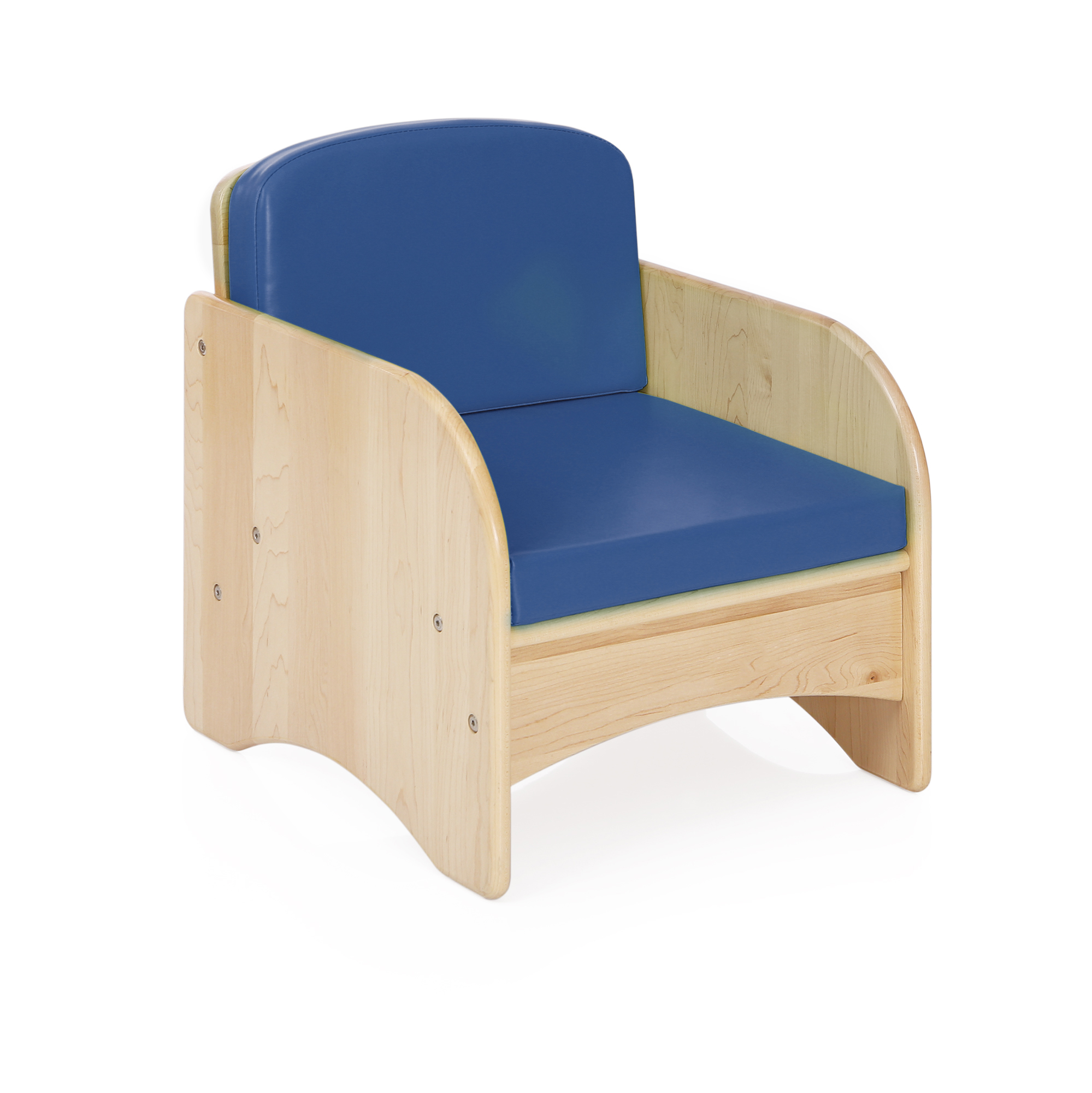 Guidecraft Children’s Wooden Reading Chair with Blue Cushion Durable