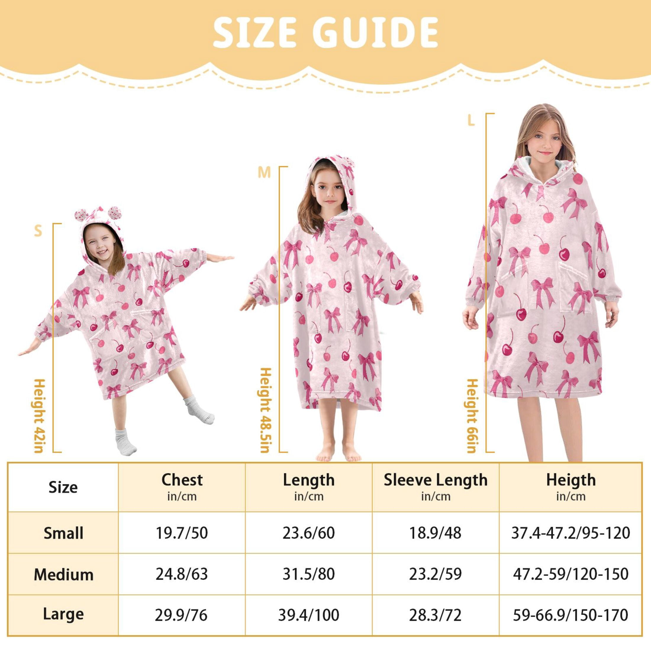 joogoo Blanket Hoodie for Bows and Cherry Oversize Sweatshirt 3-14 YR L