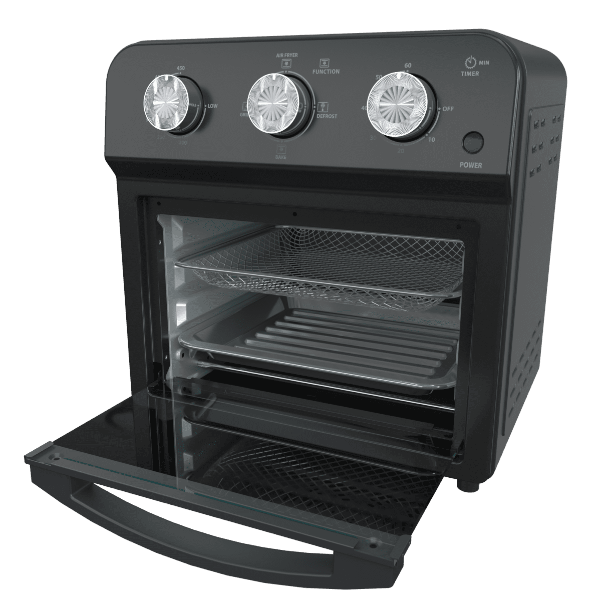 Black 12.5 Quart 7-in-1 Air Fryer Convection Toaster Oven - 1500W 4 Cooking Modes Stainless Steel