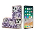 thumbnail image 2 of Designed for Apple iPhone 15 Pro (6.1") Flowers Bling Crystal 3D Full Diamonds Luxury Sparkle Rhinestone Glitter Hybrid Phone Case Cover [Floral Purple], 2 of 3