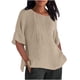 thumbnail image 1 of Vestidos Casuales Para Mujer, Blusas De Mujer De Moda Blusa holgada de cuello redondo de color liso para mujer, camisa informal de media manga para el trabajo, túnica, 1 of 4
