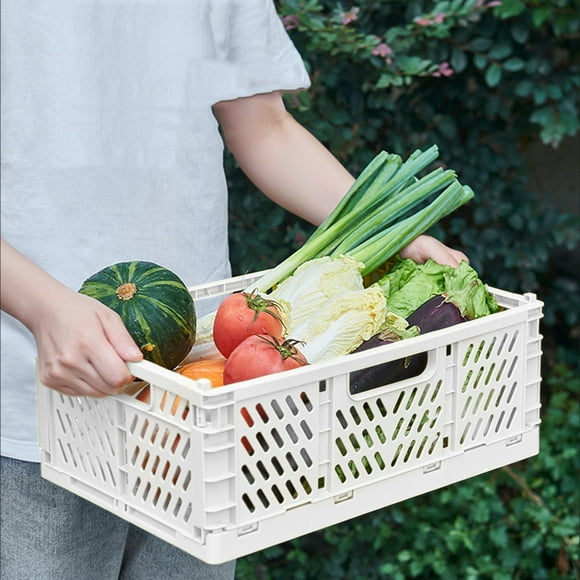 Fiudx Cesta de Almacenamiento Plegable, Organizador Versátil para Refrigerios, Caja de Plástico Duradera, Diseño Compacto, Ideal para Acampar Al Aire Libre, Picnic, Almacenamiento En Casa o Oficina,