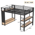 thumbnail image 2 of HICOMILA Queen Size Loft Bed with Wardrobe, Metal Loft Bed Frame with Storage Shelves & Pegboard, Space-Saving Black Queen-size Loft Bed with 2 Drawers, Black, 2 of 9
